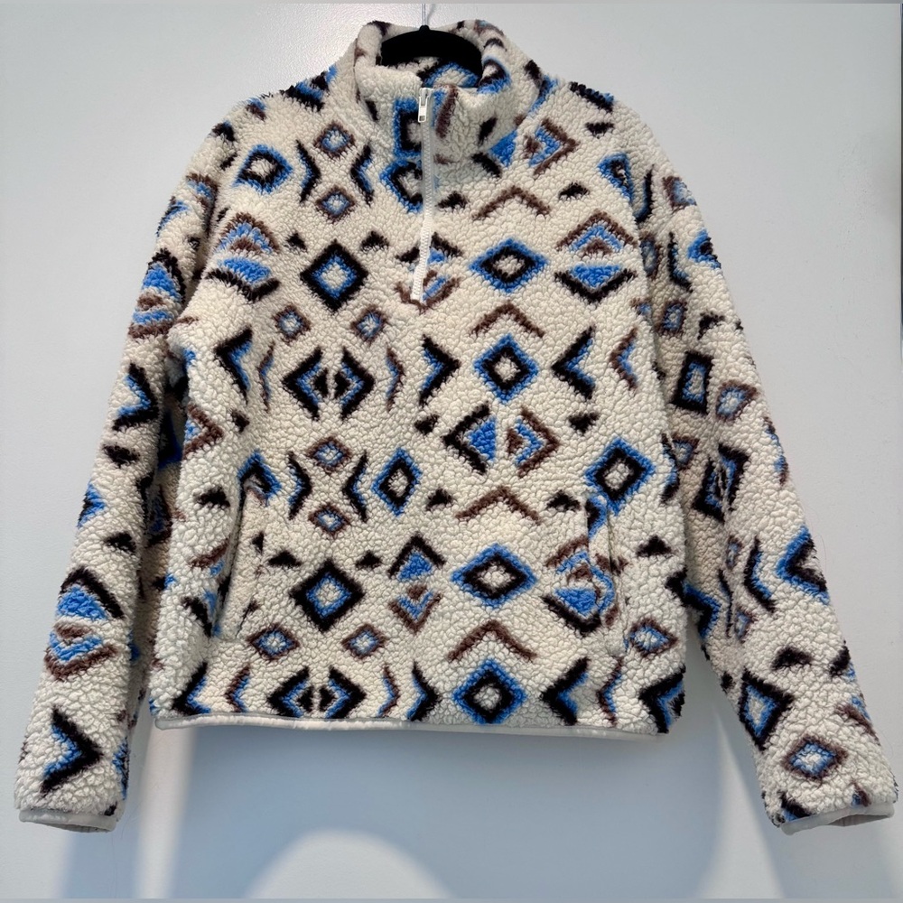 Marika Sherpa Quarter Zip Pullover Southwestern Print Fleece Size M
